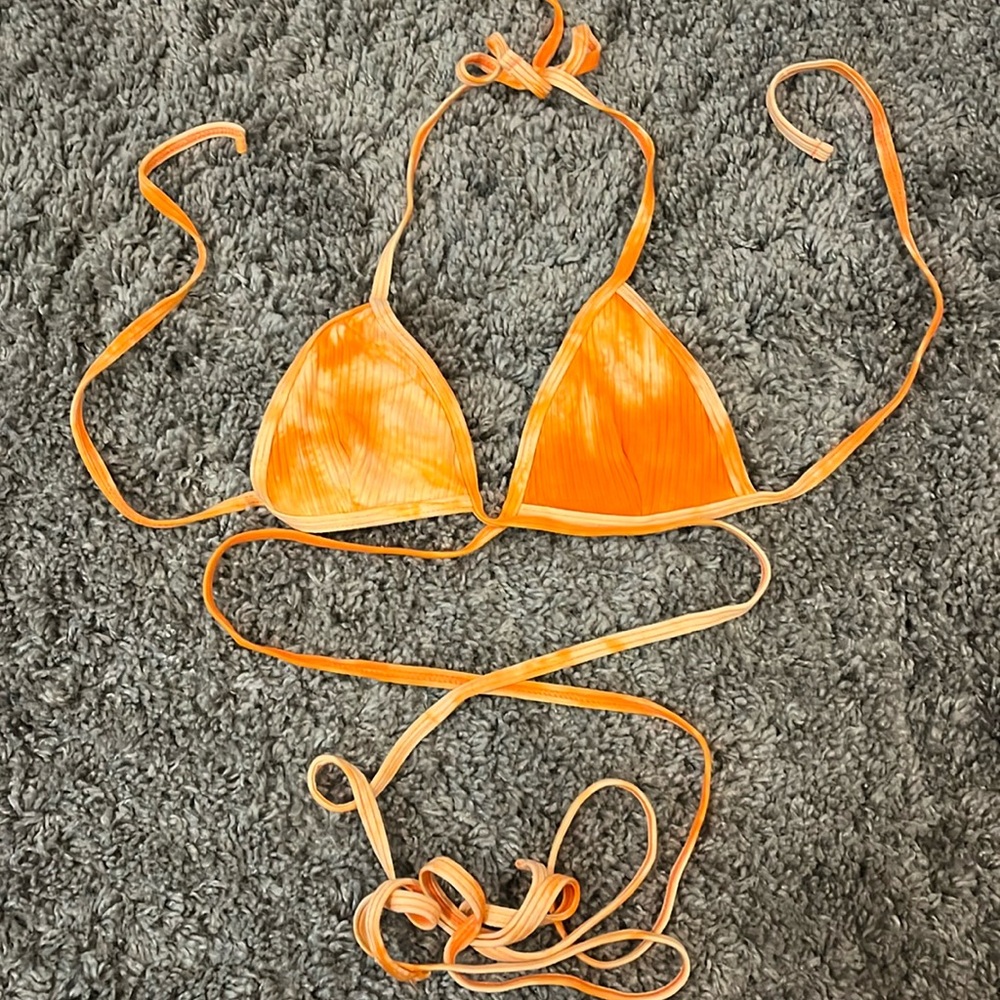 Orange Tie-Dye Strappy Bikini Set